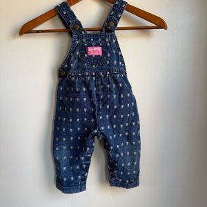 Oshkosh Bgosh Rose Petal Floral Bow Overalls Vintage Made in USA 18 Months
